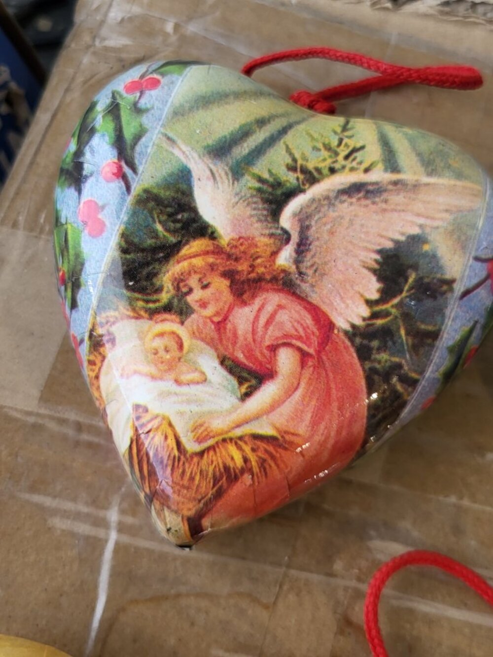 Old Fashioned Decoupage Paper Mache Xmas Ornaments Old World Santa (6) in box - Picture 8 of 13